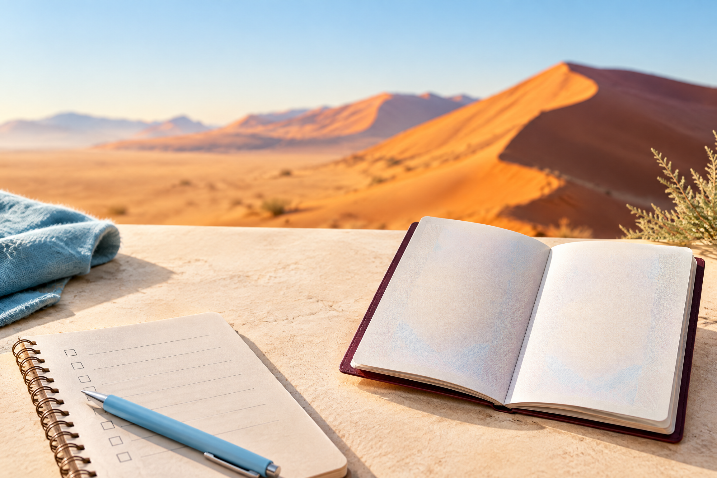Illustration du guide Passeport pour la Namibie : six mois et trois pages vierges